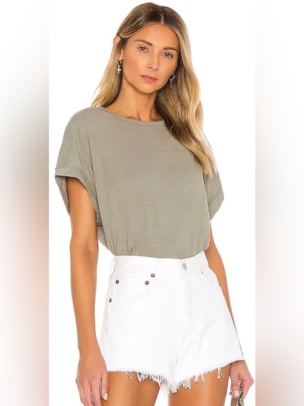 NWOT Free People We The Free You Rock Tee in Army Green